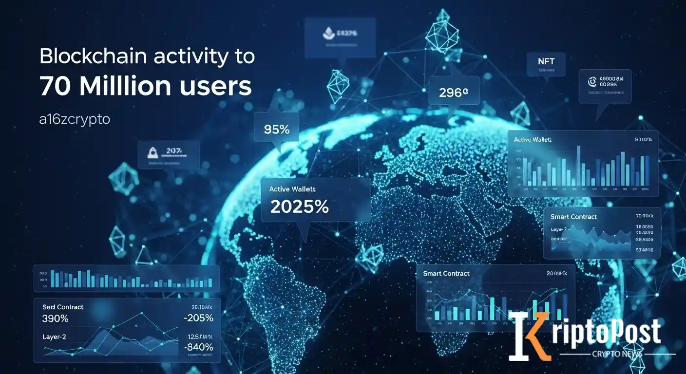 A16zCrypto'ya Göre On-Chain Aktivite Patladı: Aktif Kullanıcı Sayısı 70 Milyona Ulaştı