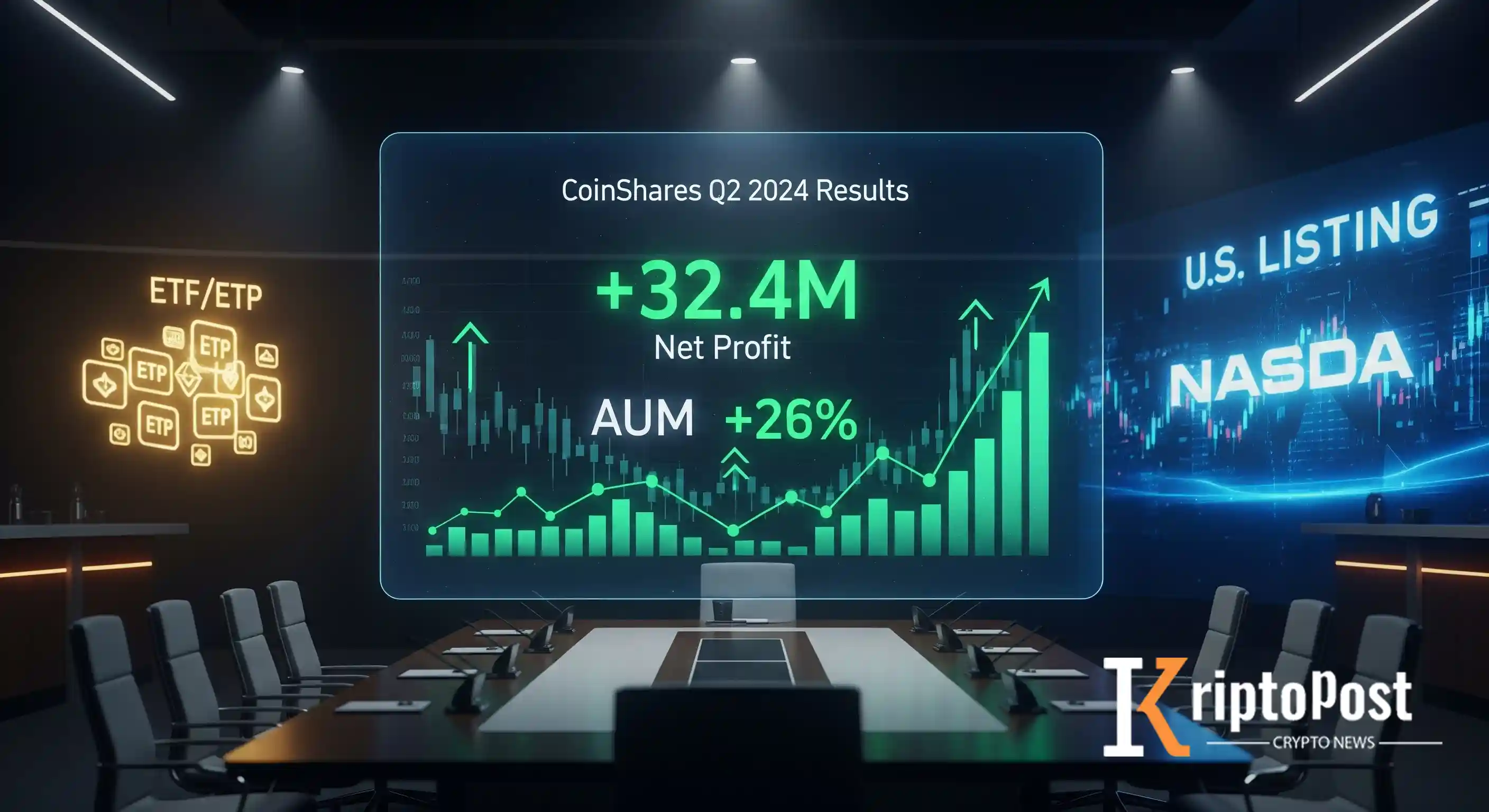 CoinShares İkinci Çeyrekte 32,4 Milyon Dolar Kâr Açıkladı, AUM %26 Artışla ABD Listesi Hedefliyor