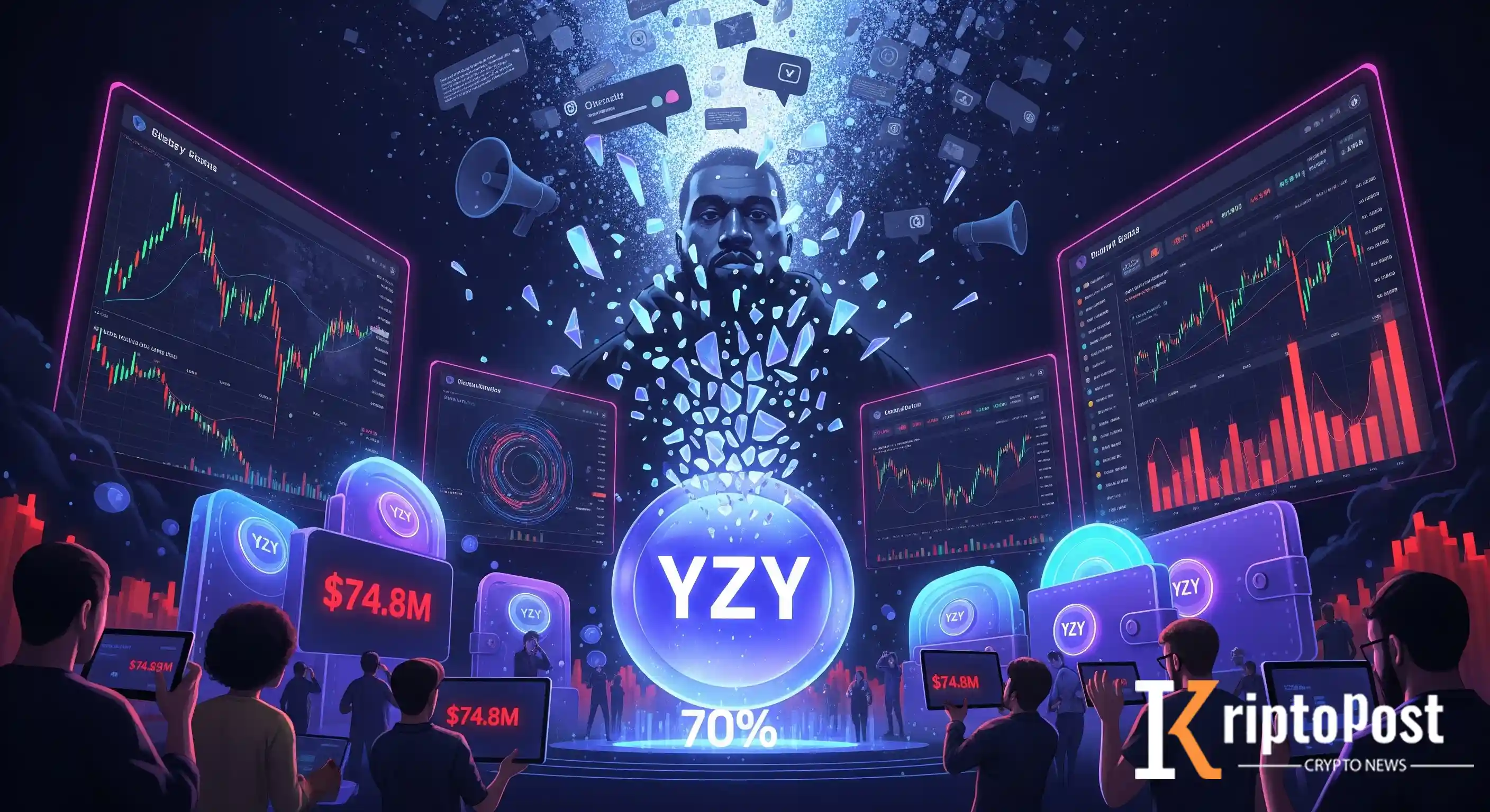 Kanye West'in YZY Tokenı 50 Binden Fazla Yatırımcıyı Zarar Ettirdi — Kazancın Üçte Biri 11 Cüzdanda Toplandı